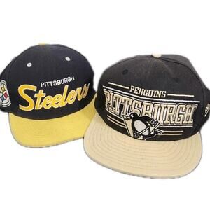 VTG NHL Pittsburgh Penguins Hockey Hat Zephyr Snapback Cap Black Yellow